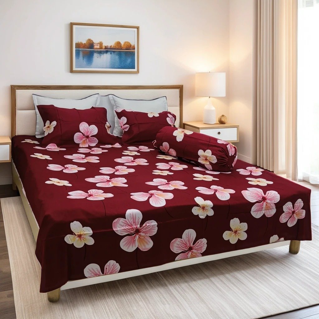 সুপার সফট পিউর কটন চকলেট বেডসিট সেট